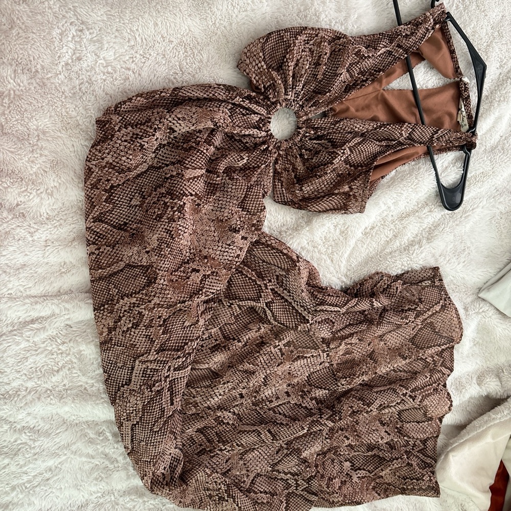 Indulge Brown Snake Print Maxi Dress